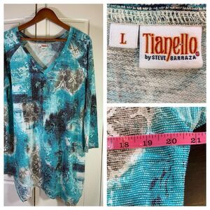 Tianello Toni Tunic‎ Womens Large Contemporary Lagenlook Asymmetric Handkerchief